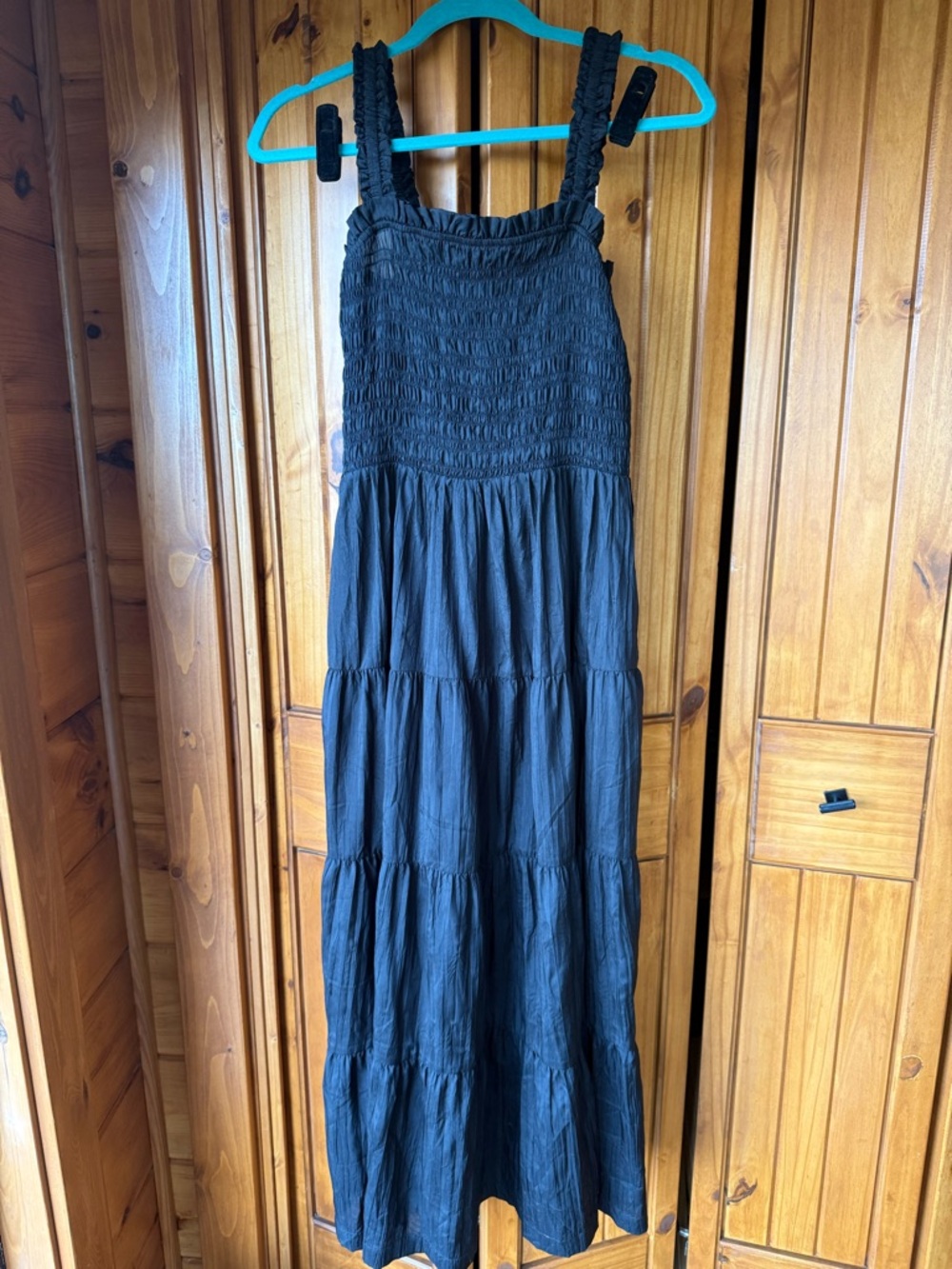 GAP Black Smocked Tiered Maxi Sundress